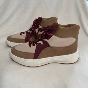 Maurices Caroline High Top Platform Sneakers Womens 11 Tan Burgundy 209957